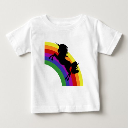 Black Unicorn Silhouette Rainbow Baby T_Shirt