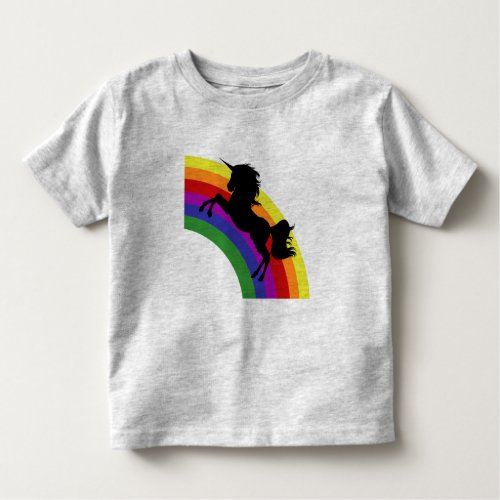 Black Unicorn Silhouette Rainbow Toddler T_Shirt