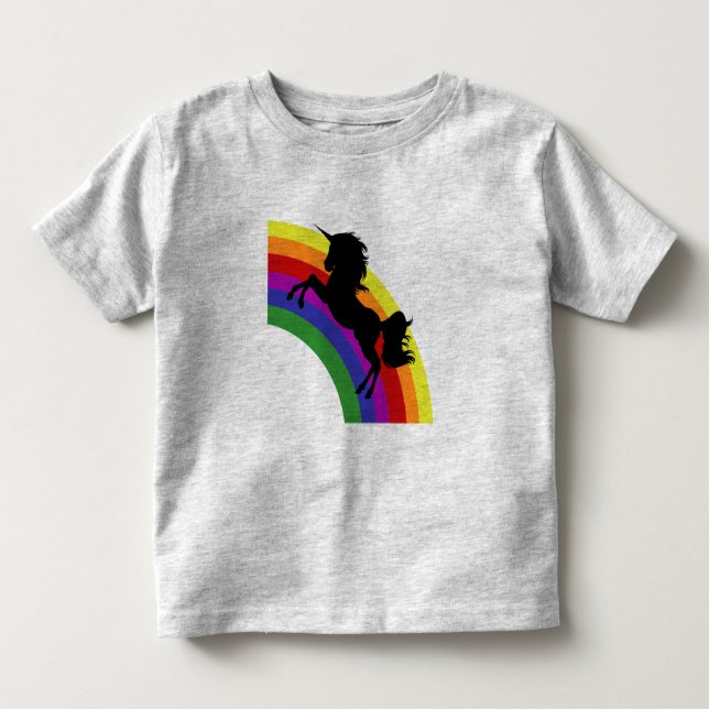 Black Unicorn Silhouette Rainbow Toddler T-Shirt (Front)