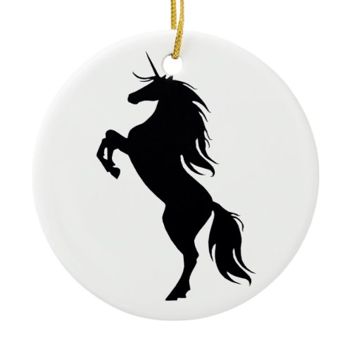 Black Unicorn Silhouette Round Ornament