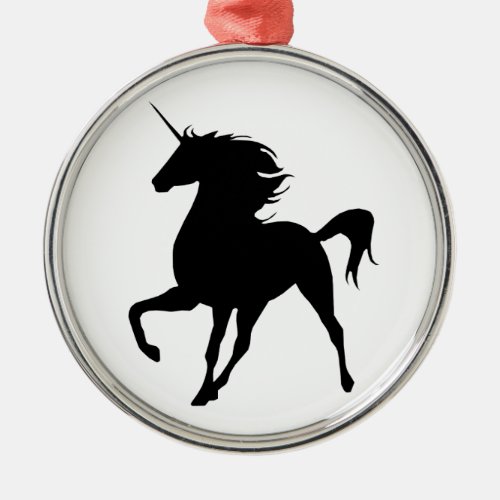 Black Unicorn Silhouette Round Ornament