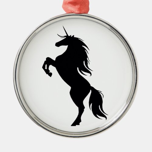 Black Unicorn Silhouette Round Ornament