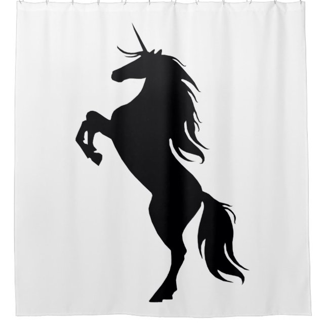 Black Unicorn Silhouette Shower Curtain (Front)