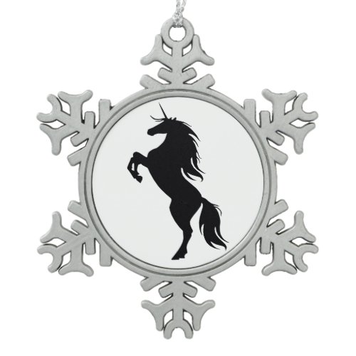 Black Unicorn Silhouette Snowflake Ornament