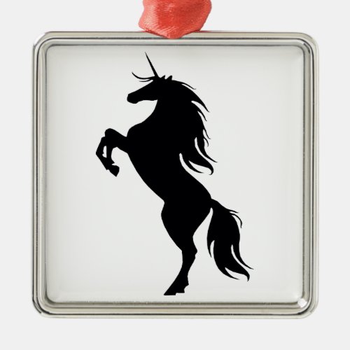 Black Unicorn Silhouette Square Ornament