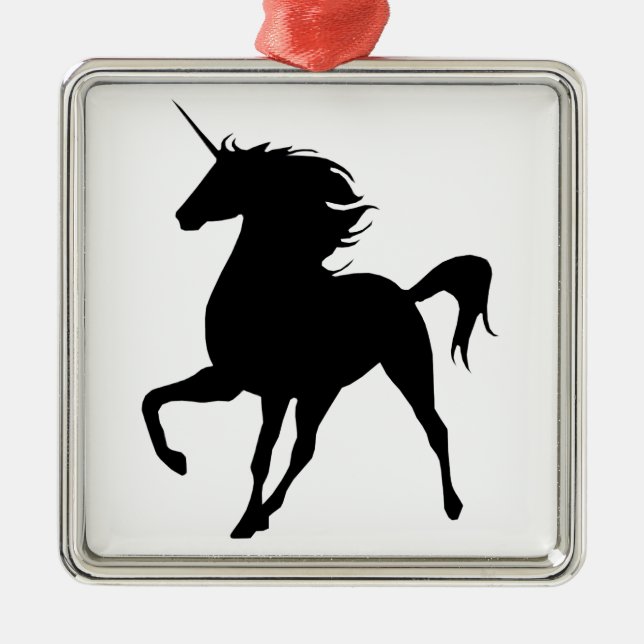 Black Unicorn Silhouette Square Ornament (Front)