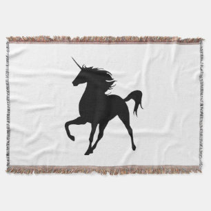 Black Unicorn Silhouette Throw Blanket