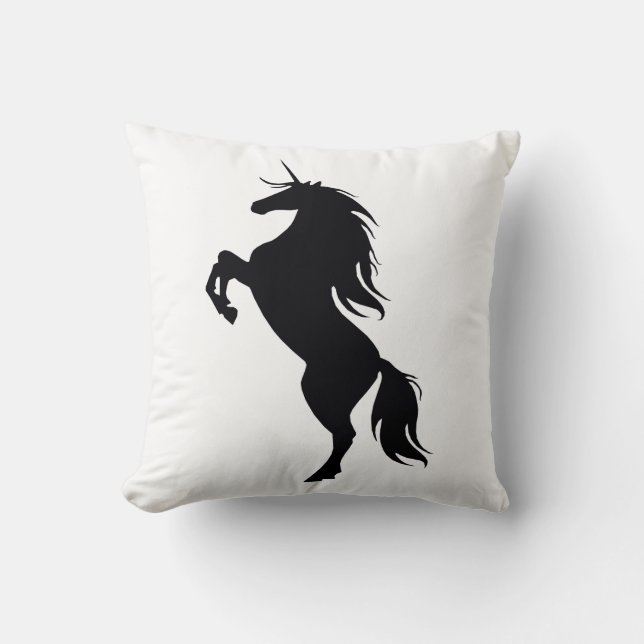 Black Unicorn Silhouette Throw Pillow (Front)