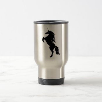 Black Unicorn Silhouette Travel Mug by atteestude at Zazzle