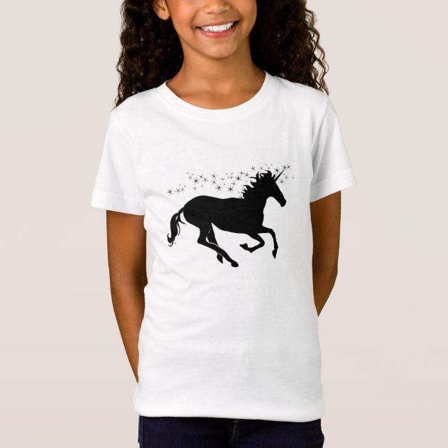 Black Unicorn with Magical Stars T-Shirt (Front)