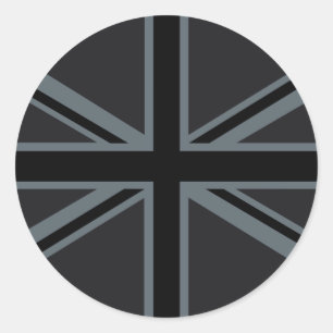 Black Union Jack British Flag Decor Classic Round Sticker