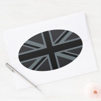Black Union Jack British Flag Decor Oval Sticker | Zazzle