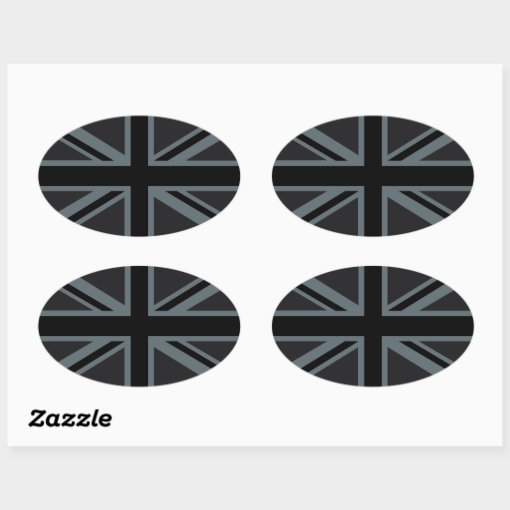 Black Union Jack British Flag Decor Oval Sticker | Zazzle