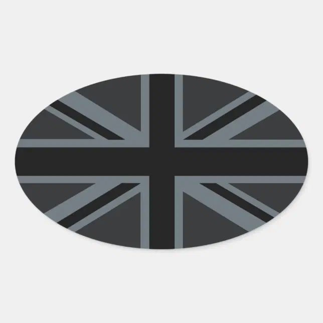 Black Union Jack British Flag Decor Oval Sticker | Zazzle