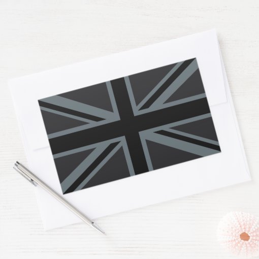 Black Union Jack British Flag Decor Rectangular Sticker | Zazzle
