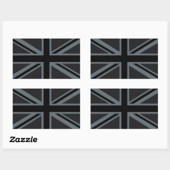 Black Union Jack British Flag Decor Rectangular Sticker | Zazzle