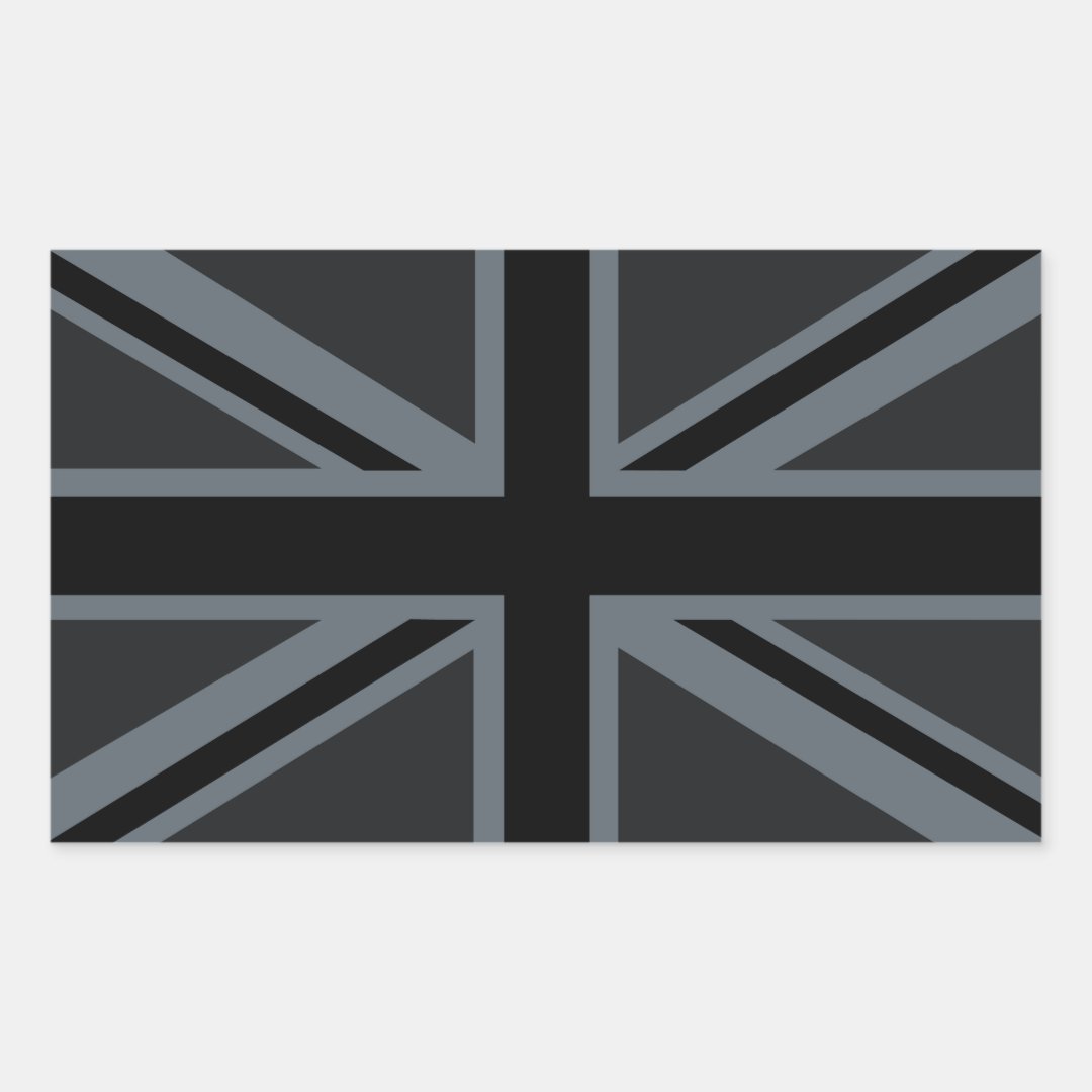 Black Union Jack British Flag Decor Rectangular Sticker | Zazzle