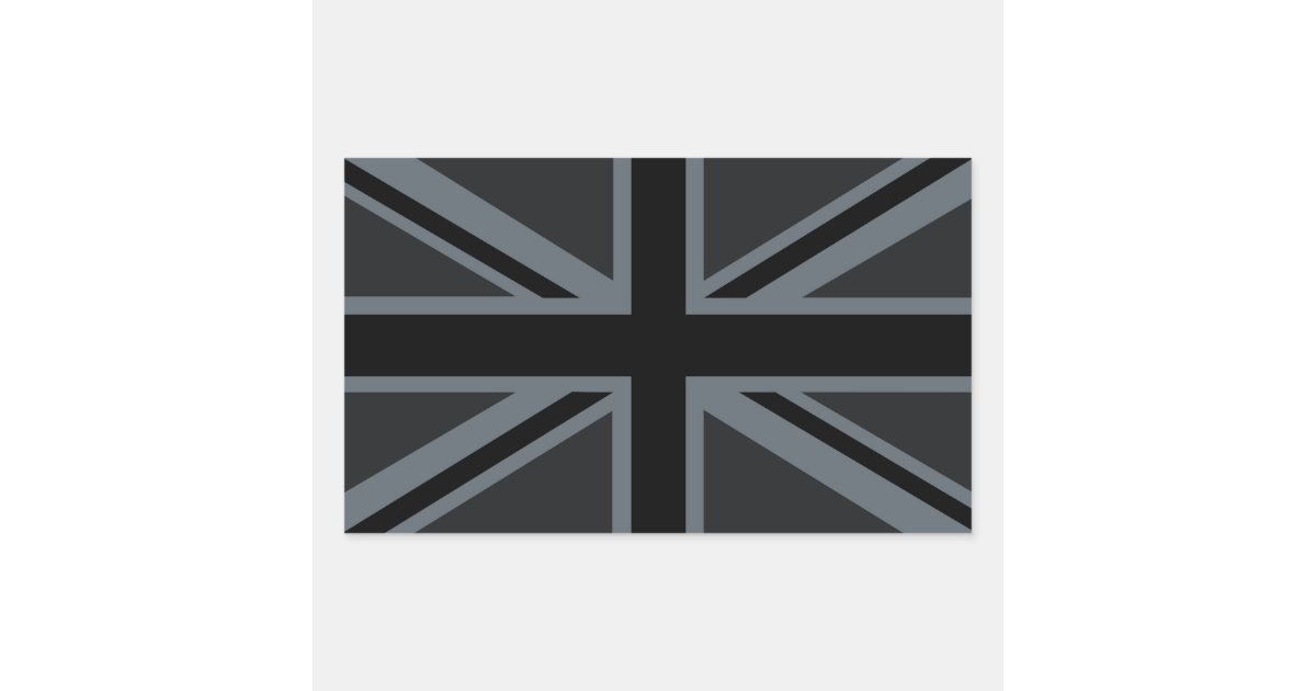 Black Union Jack British Flag Decor Rectangular Sticker | Zazzle