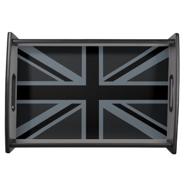 Black Union Jack British Flag Decor Serving Tray (Front)