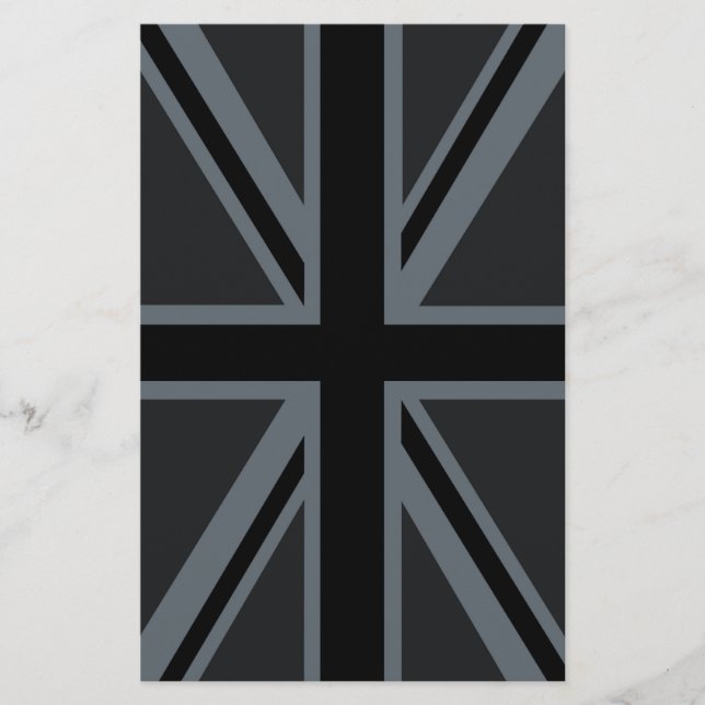 Black Union Jack British Flag Decor Stationery (Front)