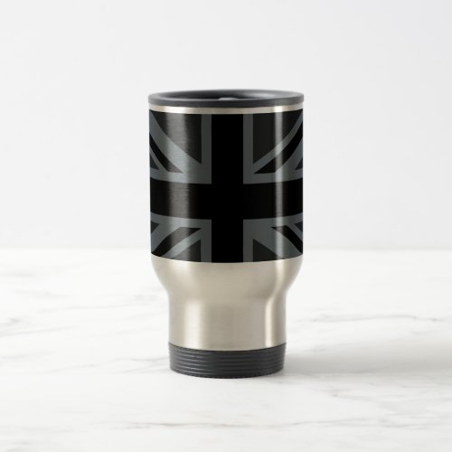 Black Union Jack British Flag Decor Travel Mug