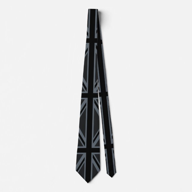 Black Union Jack British Flag Design Customize it Neck Tie (Front)