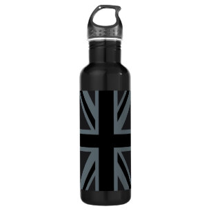 Black Union Jack British Flag Design Customize it Water Bottle