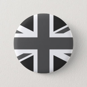 Black Union Jack British Flag Pin Button 