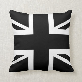 Black Union Jack British (UK) Country Flag Throw Pillow