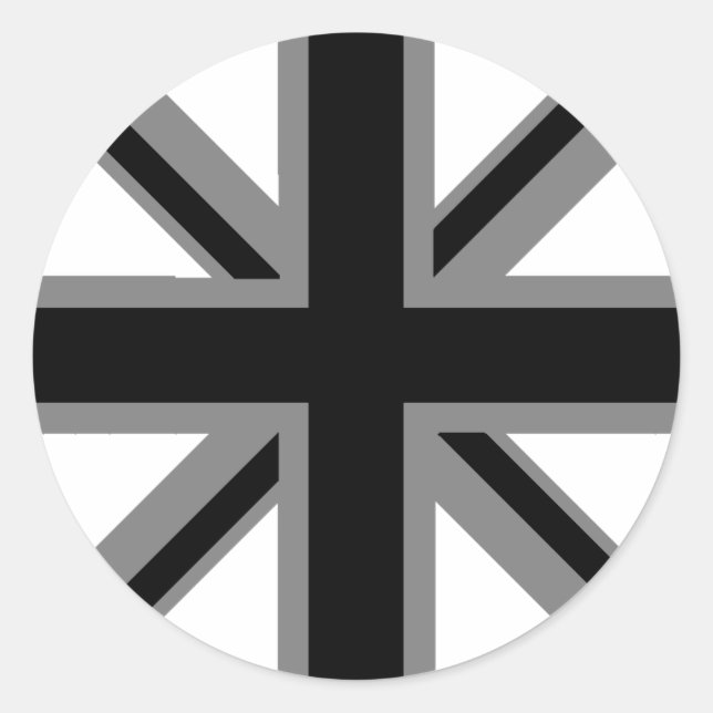 Black Union Jack Classic Round Sticker (Front)