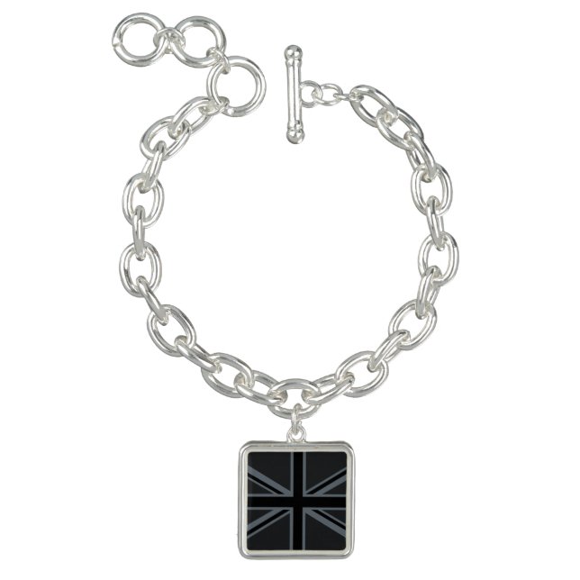 Black Union Jack Flag Design Charm Bracelet (Product)