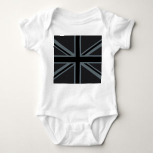 Black Union Jack Flag Design Decor Baby Bodysuit