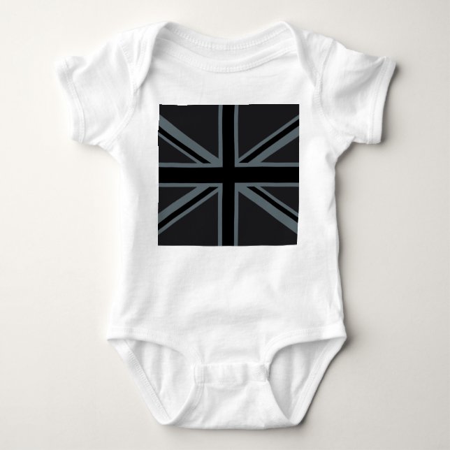 Black Union Jack Flag Design Decor Baby Bodysuit (Front)
