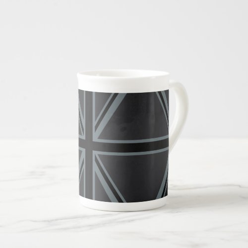 Black Union Jack Flag Design Decor Bone China Mug