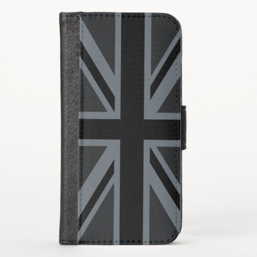 Black Union Jack Flag Design Decor iPhone X Wallet Case