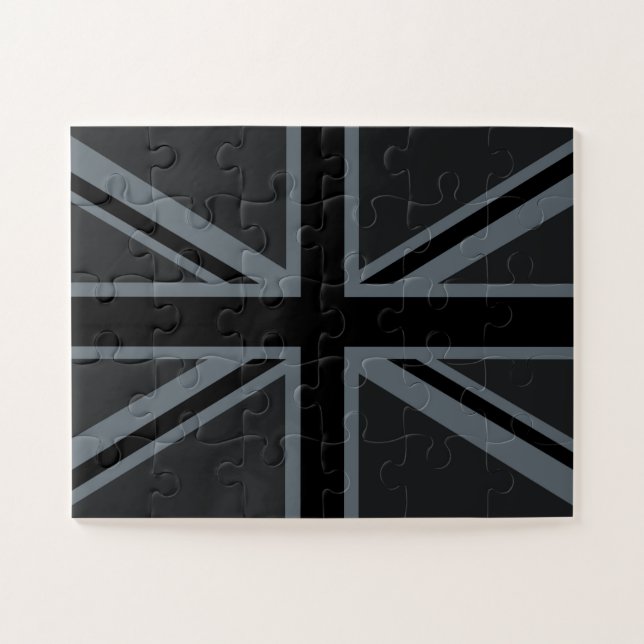 Black Union Jack Flag Design Decor Jigsaw Puzzle (Horizontal)