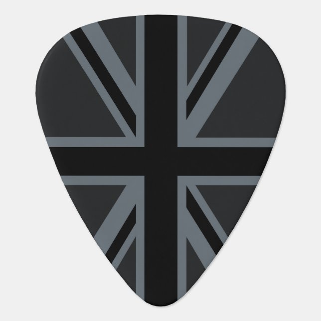Black Union Jack Flag Design Guitar Pick (Front)