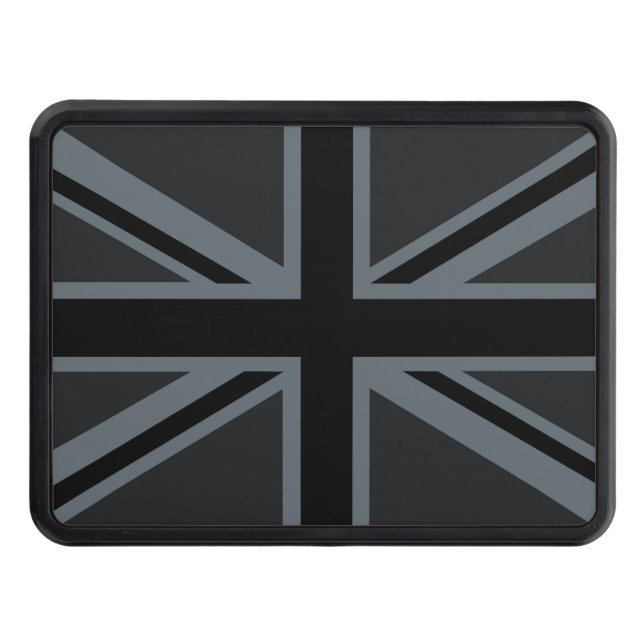 Black Union Jack Flag Design Hitch Cover (Front)