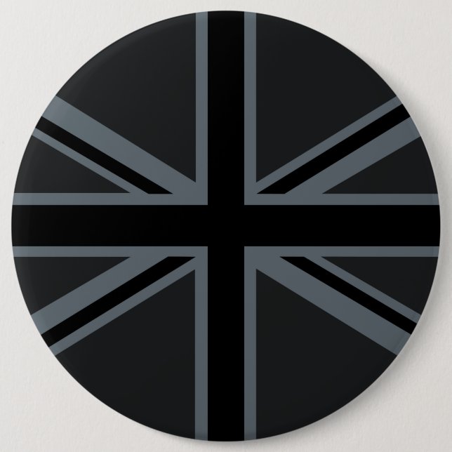 Black Union Jack Flag Design Pinback Button (Front)