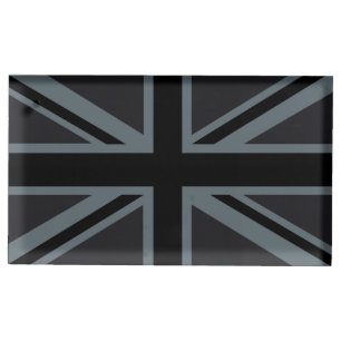 Black Union Jack Flag Design Table Card Holder