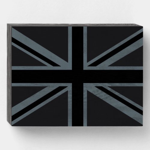 Black Union Jack Flag Design Wooden Box Sign