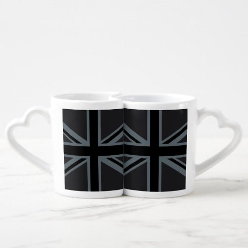 Black Union Jack UK Flag Design Coffee Mug Set