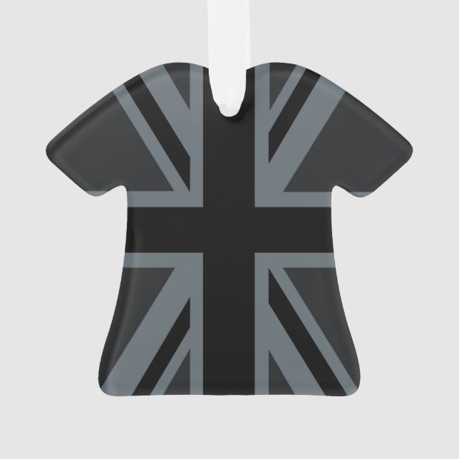 Black Union Jack UK Flag Design Ornament (Back)