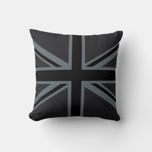 Black Union Jack UK Flag Design Throw Pillow