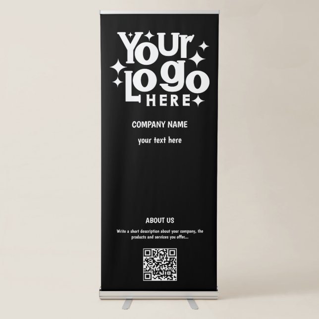 Black Unique Promotional Business Logo Retractable Banner (Front)