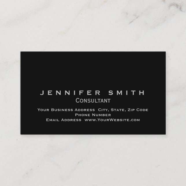 Black Unique Standard Consultant Business Card (Front)