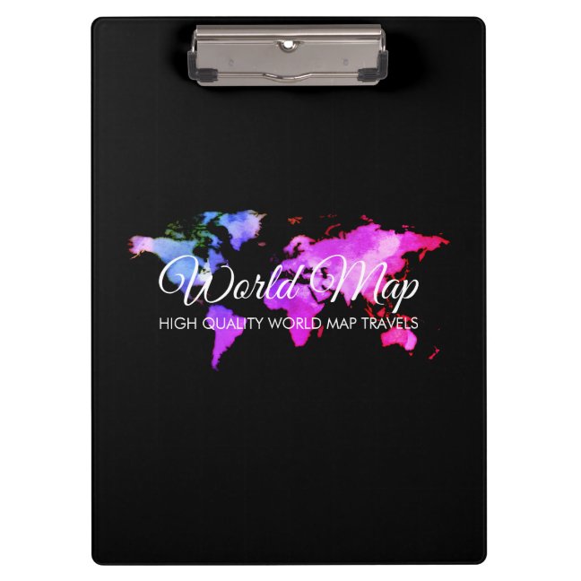 Black Unique World Map Globe Travel Agent Clipboard