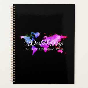 Black Unique World Map Trip Globe Travels Agent Planner