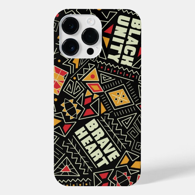 Black Unity Brave Heart Afrocentric Pattern iPhone Case (Back)