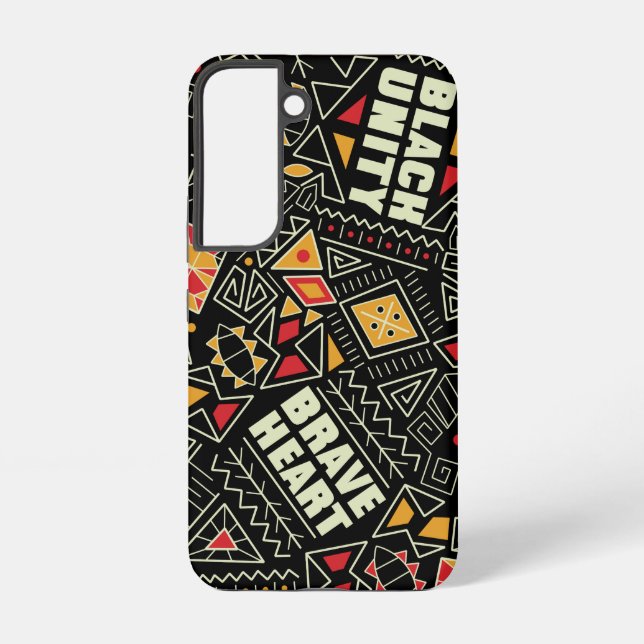 Black Unity Brave Heart Afrocentric Pattern Samsung Galaxy Case (Back)